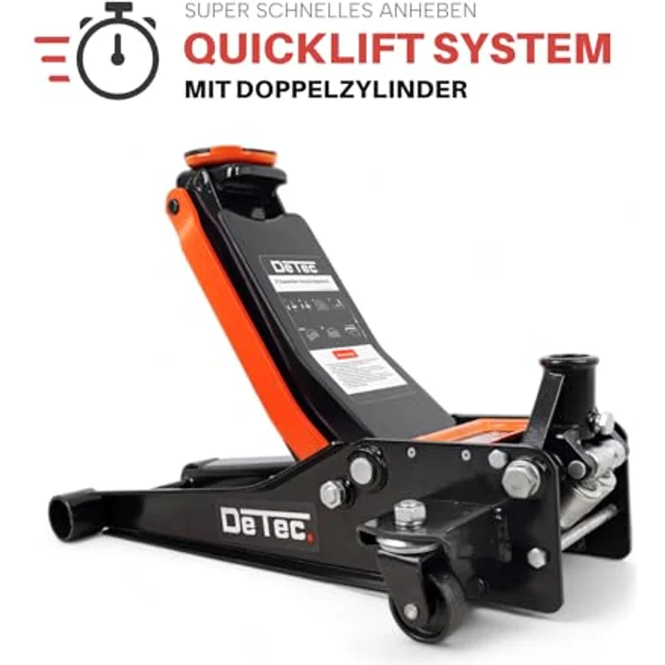 DeTec. 3 Tonnen Rangier-Wagenheber Quick Lift orange WK3000020004 – Bild 6