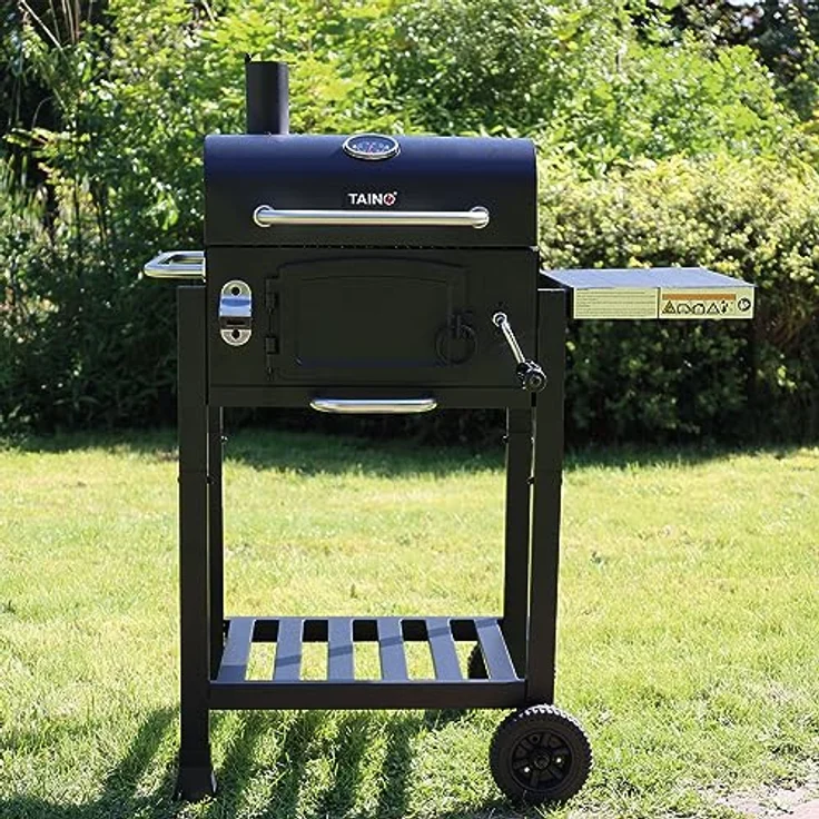 TAINO HERO Set Smoker klein BBQ Grillwagen Holzkohle-Grill Gasgrill Kombi-Grill Grillwagen Abdeckhaube – Bild 2