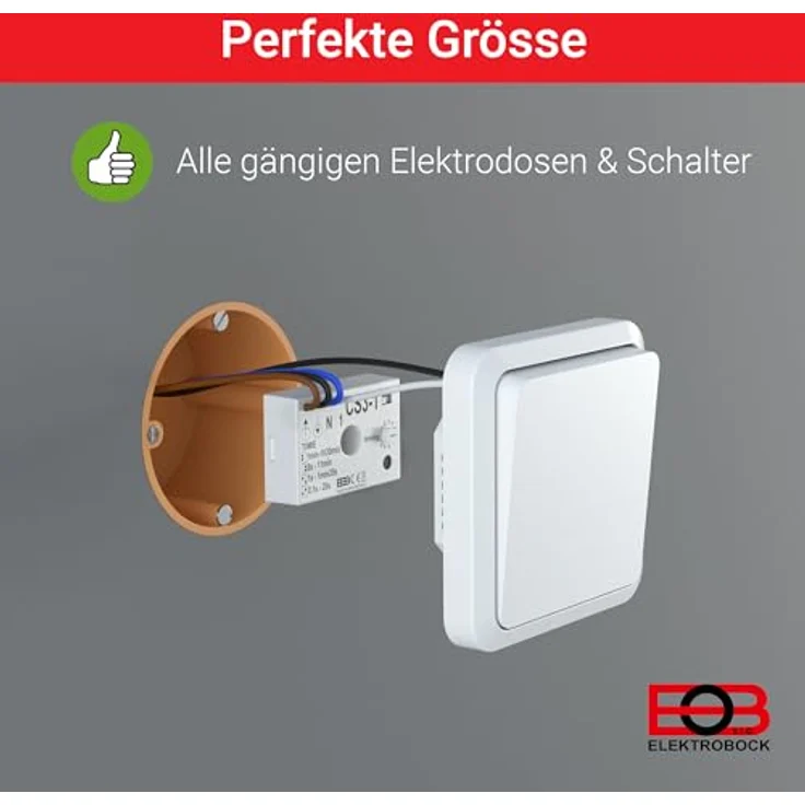 ELEKTROBOCK CS3-1 Nachlaufrelais 230 V, verzögerte Lüftersteuerung mit einstellbarem Zeitintervall von 1 Sekunde bis 90 Minuten, Unterputzmontage – Bild 4