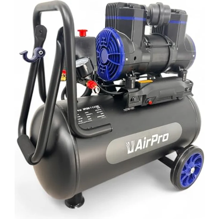 DeTec Geräuscharmer Ölfreier Luft-Kompressor mit 24L Kessel 250 L/min 8 bar, weiß – Bild 2