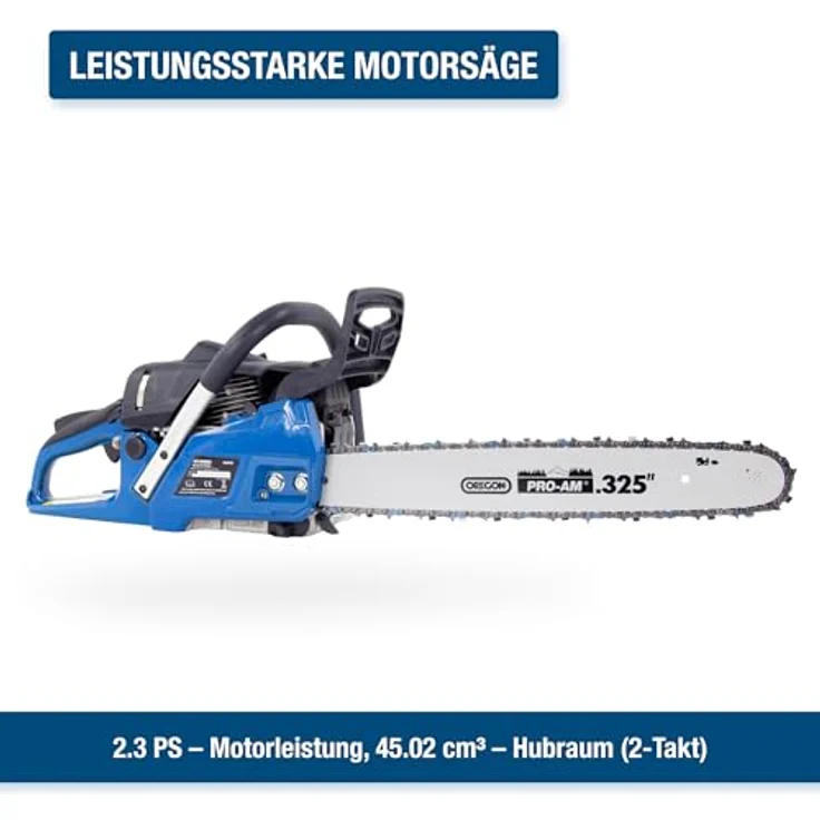 HYUNDAI CS4618G Benzin-Kettensäge, 45 cm/18" Oregon Schwert, 2.3 PS, Hubraum 45.02 cm³, inkl. Werkzeugset – Bild 2