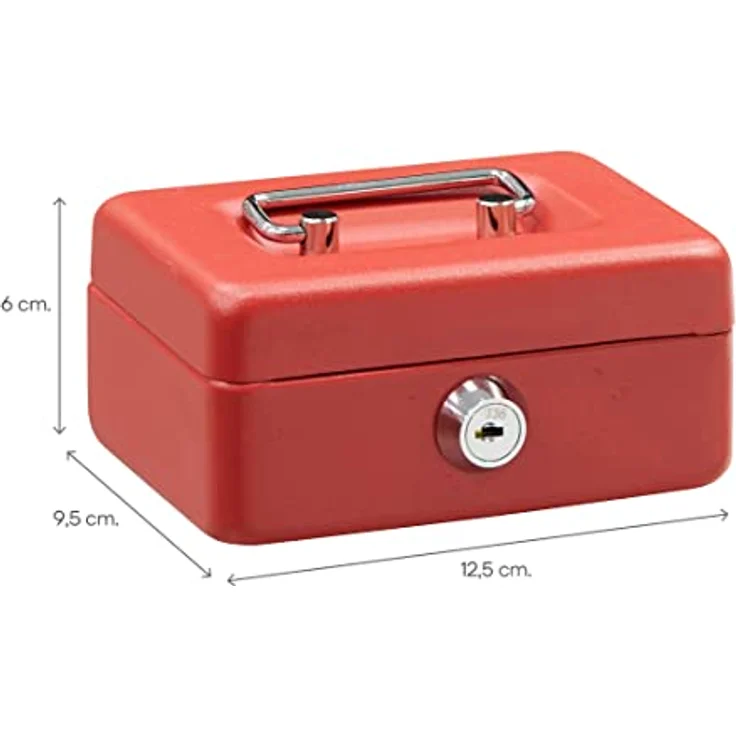 ARREGUI Elegant C9004 Geldkassette aus Stahl | Geldbox | 12,5 cm breit | Abschließbare Kasse mit Einwurfschlitz | Kleine Geldkassette mit Schlüssel | Geldkasse | rot – Bild 4