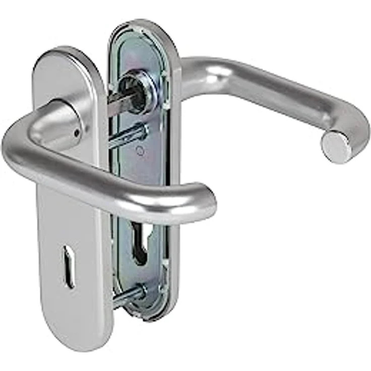 Hörmann Drückergarnitur D-110 Kurzschild, Aluminium Türgriff für Bundbart und Profilzylinder – Bild 2