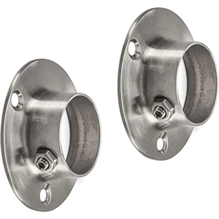 SO-TECH® Schrankstangenträger, 2er Set Edelstahl rund, 25 mm Durchmesser, stilvolles CIRCLE Design