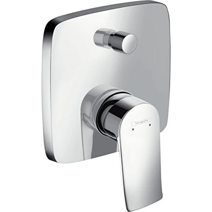 Hansgrohe Metris Wannenmischer Unterputz Fertigset, eckig, Chrom, mit Sicherungskombination, Keramikmischsystem, Temperaturbegrenzung, max. 25,6 l/min Durchfluss – Bild 1