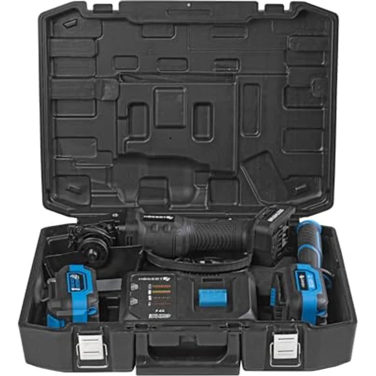HÖGERT TECHNIK Akku-Winkelschleifer SET 18V, 125mm, Bürstenloser Motor mit 8000 RPM, inkl. 4,0 Ah Akku und Schnellladegerät, Überhitzungs- und Kurzschlussschutz, Ideal für Werkstätten – Bild 2