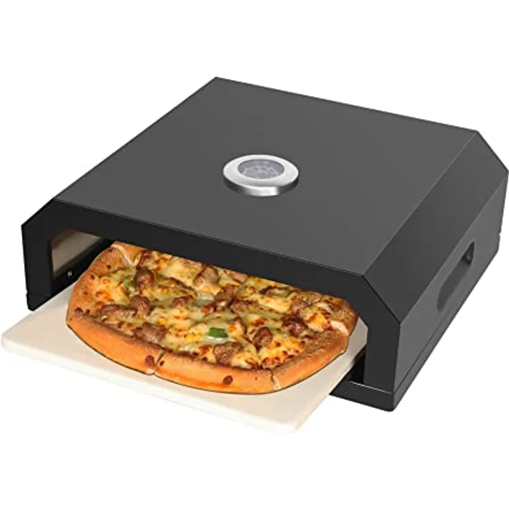El Fuego® Pizzaaufsatz für alle Grillarten geeignet (Gas, Holzkohle, Elektro), mit Thermometer, Pizzaeinsatz