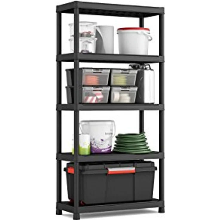 Keter Plus Kunststoffregal 90/40/5, schwarz, 90 x 40 x 182 cm – Bild 3