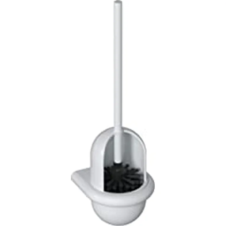 HEWI WC-Bürstengarnitur 477 (Farbe signalweiß, Toilettenbürste mit Behälter, WC-Garnitur für Wandmontage, Bürste auswechselbar, Bürstenkopf schwarz) 477.20.100 98