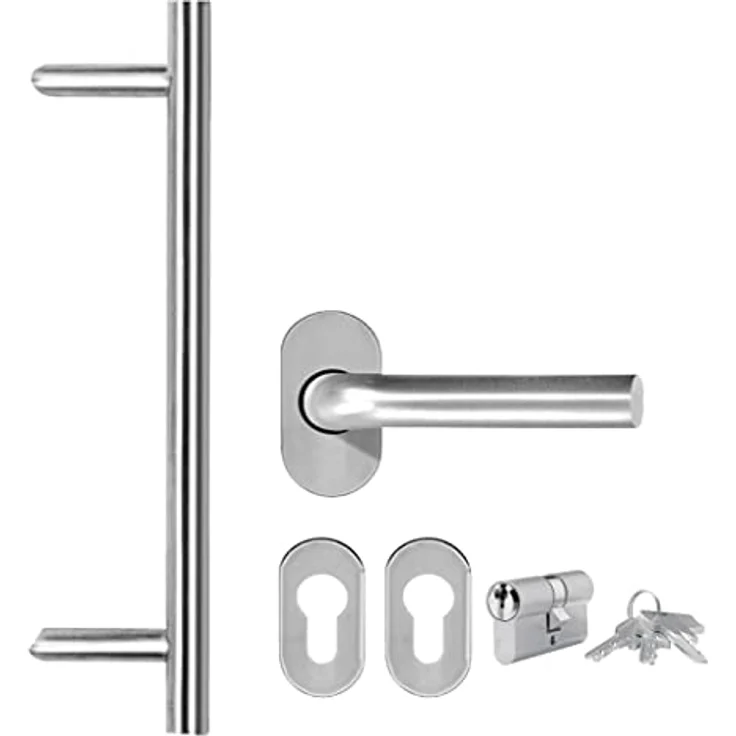vidaXL Haustür, Eingangstür mit Handgriff-Set, weiß, 98x190cm, Isolierverglasung, 5-fach verriegelt – Bild 5