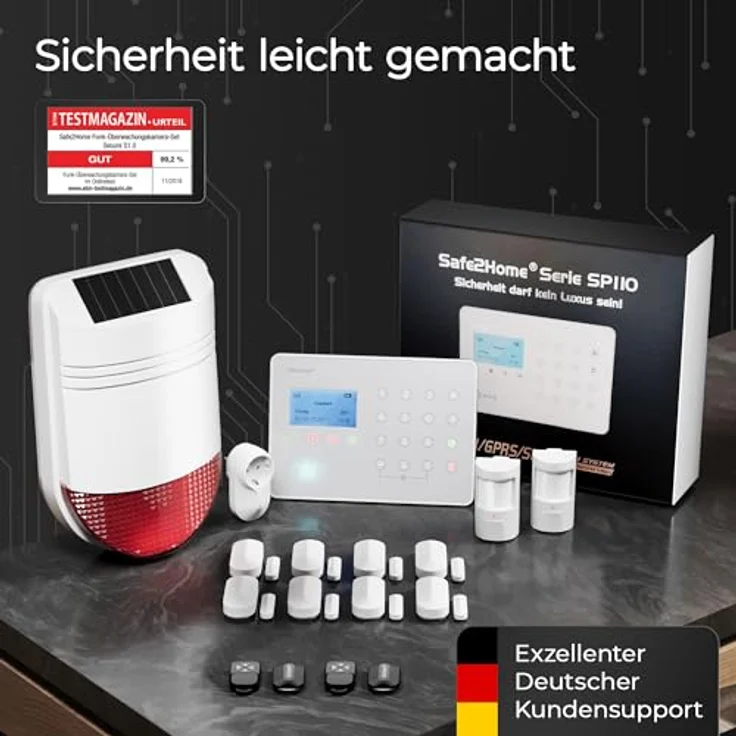 Safe2Home Alarmanlagen-Set SP110 Komplett, Funk-Alarmanlage mit Solar-Außensirene, Quad-Band GSM Modul, integrierte Kindersicherung, 32 kabellose Zonen – Bild 9