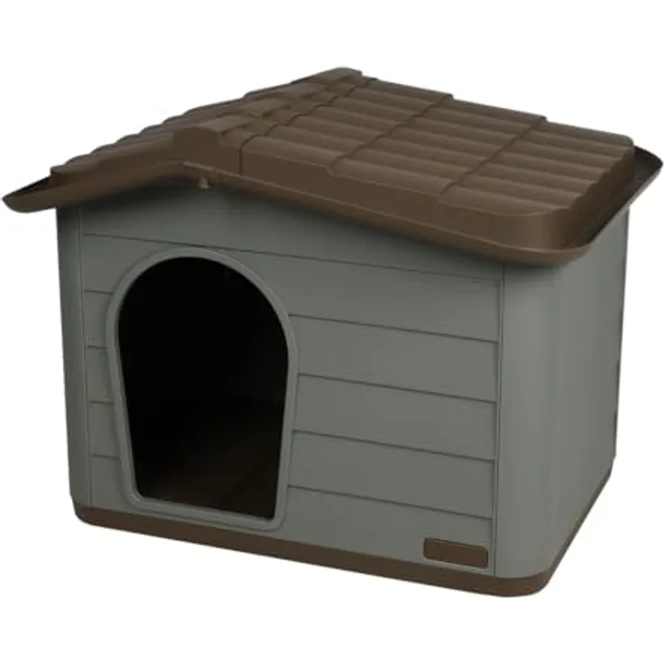 Urban Living Dog & Kats Hundehütte, 73 x 60 x 57 cm, Pumba - Witterungsbeständig, Geräumig, Wärmeisolierung, Schwingtür, erhöhter Boden