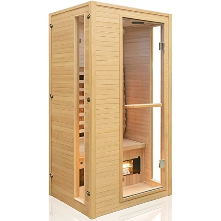 Dewello Infrarotkabine Infrarotsauna CALGARY 90cm x 90cm inkl. Vollspektrumstrahler, Bodenstrahler – Bild 3