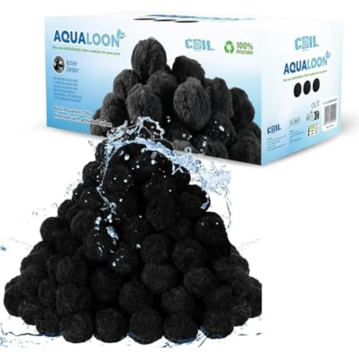 COIL Aqualoon Filterbälle, effektiv für Sandfilteranlagen, Schwarz, 700 g, Ersatz für 25 kg Quarzsand – Bild 1