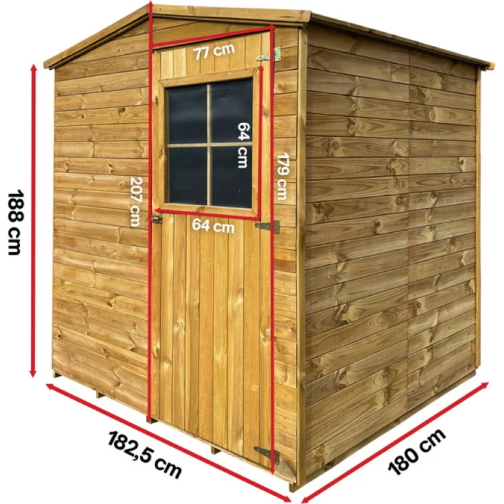Geräteschuppen Werkzeughaus, Holz, für Werkzeug, Fahrräder und Gartenutensilien, 207 x 182,5 x 180 cm, imprägniertes Kiefernholz mit Fenster