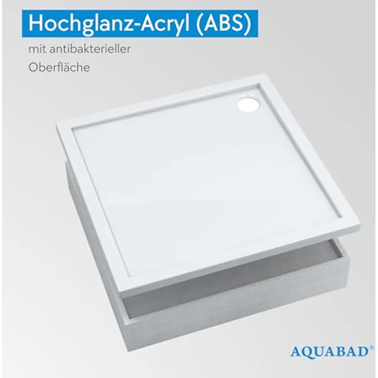 Aquabad® Duschwanne BASIC Smooth White, Quadrat, 80x80 cm, Acryl mit Styroporträger und Ablaufgarnitur – Bild 4