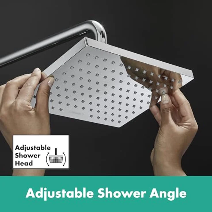 hansgrohe Regenduschkopf Vernis Shap, 23cm, 1 Strahlart, XXL Performance, eckig, Silber – Bild 6