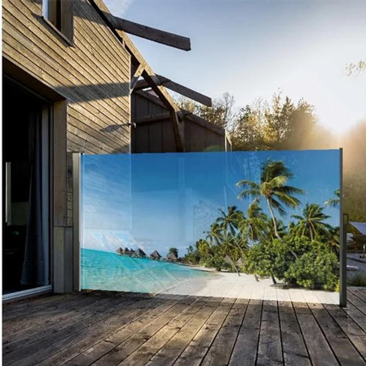 Westerholt Seitenmarkise ausziehbar rechts, 160 cm hoch, Seitenrollo mit Fotodruck Südsee – Bild 9