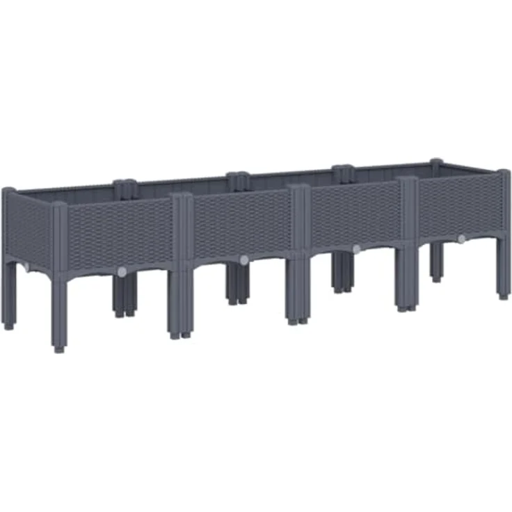vidaXL Pflanzkasten mit Beinen Grau 160x40x42 cm PP – Bild 1