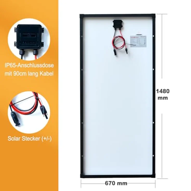 enjoy solar Solarmodul Eco Line ES200M36, Monokristallin PERC-Zellen 200W mit schwarzem Rahmen, Leistungsgarantie 10 Jahre 90% und 25 Jahre 80% – Bild 5