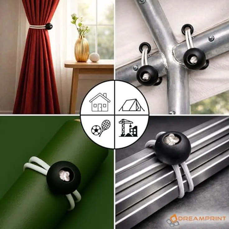 Dreamprint 25x Spanngummi mit Kugel 180 mm Schwarz Weiß Planenspanner, Expanderschlingen, Planenhalter, Planengummi, Gummispanner, Zeltgummi, Expander für Zelte, Planen, Pavillons – Bild 4