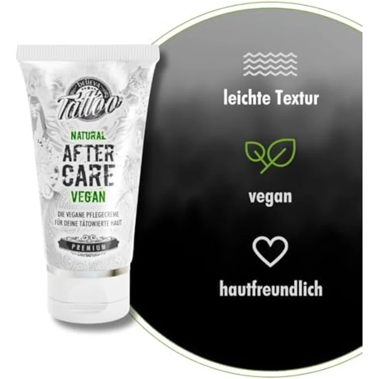 Believa Tattoo Vegane Tattoocreme, ÖKO-Test "GUT", 50ml - Tägliche Pflege mit Tigergras, Aloe Vera und Sheabutter – Bild 5