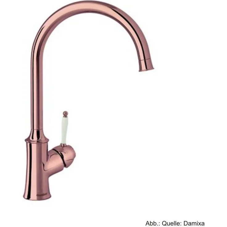 Damixa Tradition Spültischarmatur, Küchenarmatur in Kupfer mit Keramikkartusche, Verbrühschutz und Wassersparfunktion