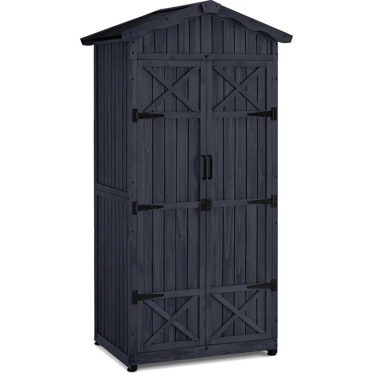 MCombo Gartenschrank Gartenhaus Holz, Wasserdichter Aufbewahrungsschrank, 1165, 74×99×193 cm (Anthrazitgrau)