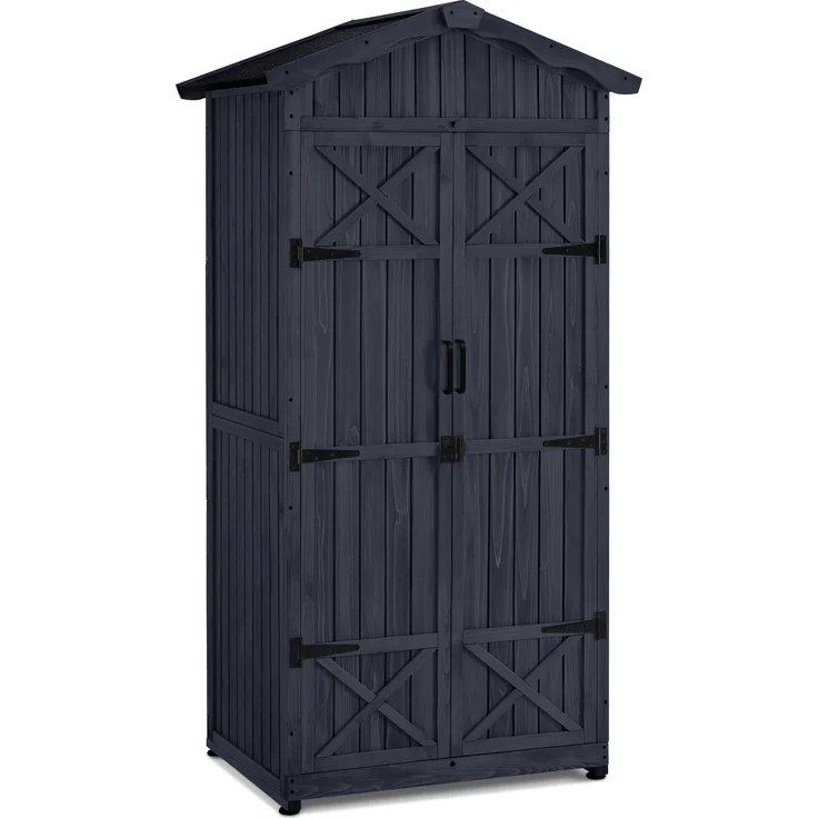 MCombo Gartenschrank Gartenhaus Holz, Wasserdichter Aufbewahrungsschrank, 1165, 74×99×193 cm (Anthrazitgrau)