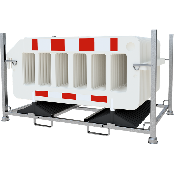 Schake GmbH Absperrgitter Set, 20 Stück aus Kunststoff, rot/weiß, mit Lager- und Transporttraverse, Gesamtlänge 2,00 m, Gesamthöhe 1,00 m