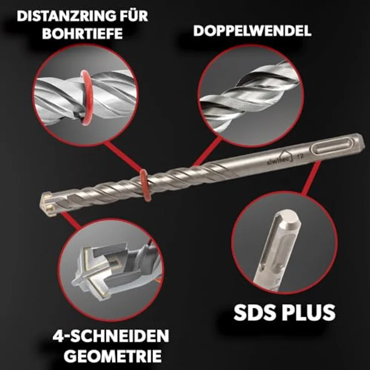 siwitec Betonbohrer SDS PLUS, 10 x 600 mm, Steinbohrer Hammerbohrer Set – Bild 4