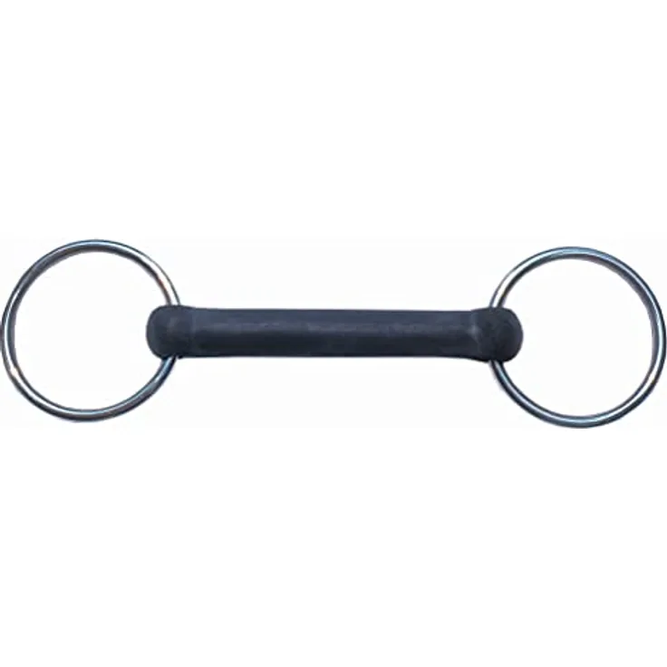 AMKA Gummi Trense Gummi Stangengebiss biegsam Stärke 18 mm, Ringe 65 mm, strapazierfähig, schwarz