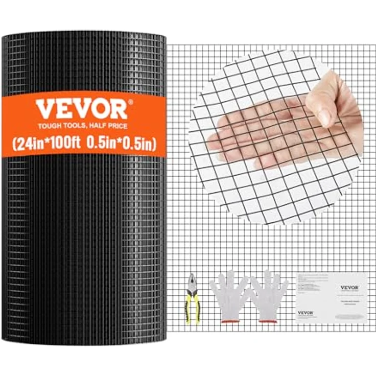VEVOR Volierendraht 61 x 3048 cm, verzinkte Maschendrahtzaunrolle mit 1,06 mm Durchmesser, rost- und korrosionsbeständig, ideal für Hühnerställe und Gartenanwendungen – Bild 1