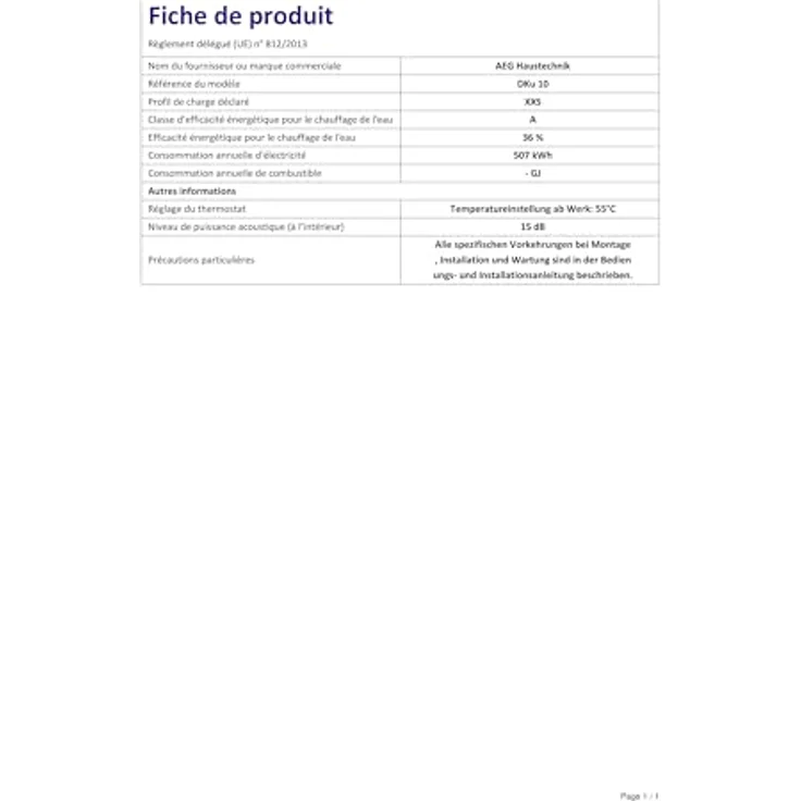 AEG DKU druckfester Kleinspeicher 10 Liter, 2 kW für zwei Zapfstellen, Untertisch, stufenlose Temperaturwahl 35-82 °C, steckerfertig, 229481 – Bild 4