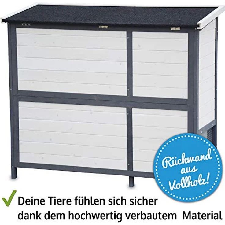 zooprinz brandneuer Hasenstall Krümmel - wetterfest und leicht zu reinigen - 2-stöckig, XXL Kotschubladen, ideal für Draußen, Holzvilla für Kleintiere, braun – Bild 5