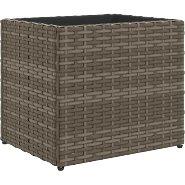 vidaXL Pflanzkübel 2 STK. Grau 36x30x32 cm Polyrattan mit langlebigem PE-Rattan-Material – Bild 5