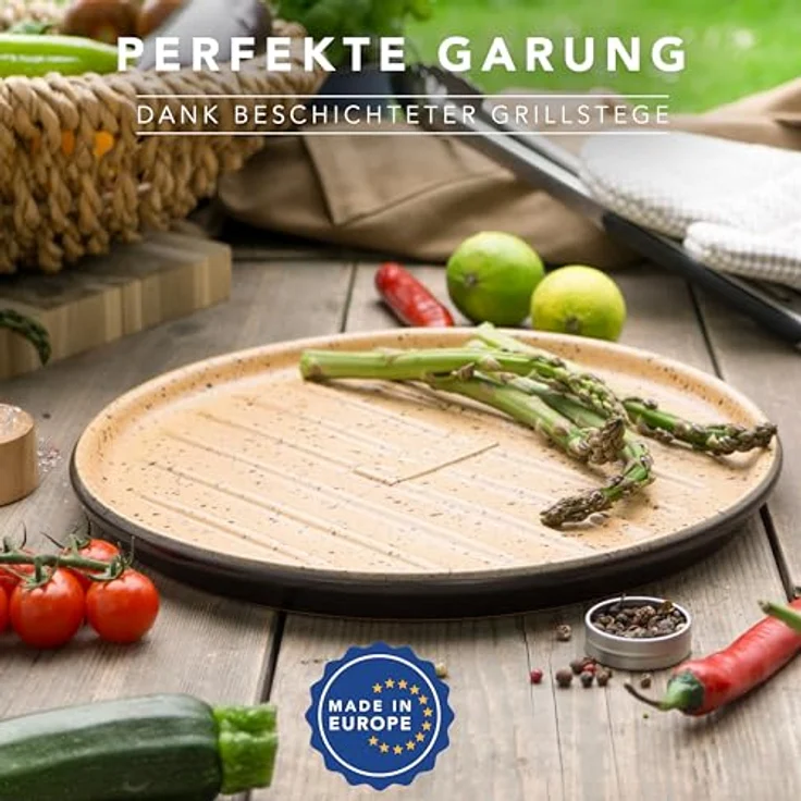 Römertopf Lafer BBQ Plancha rund mit Grillstegen Ø 31,5 cm – Bild 3