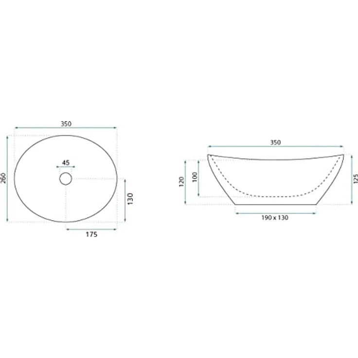 Rea Aufsatzwaschbecken SOFIA MINI SHINY AIAX Waschtisch Handwaschbecken Spülbecken Waschschale Waschbecken für Badezimmer aus hochwertiger Keramik 350 x 260 x 125 mm (Weiß, Marmorimitat) – Bild 5