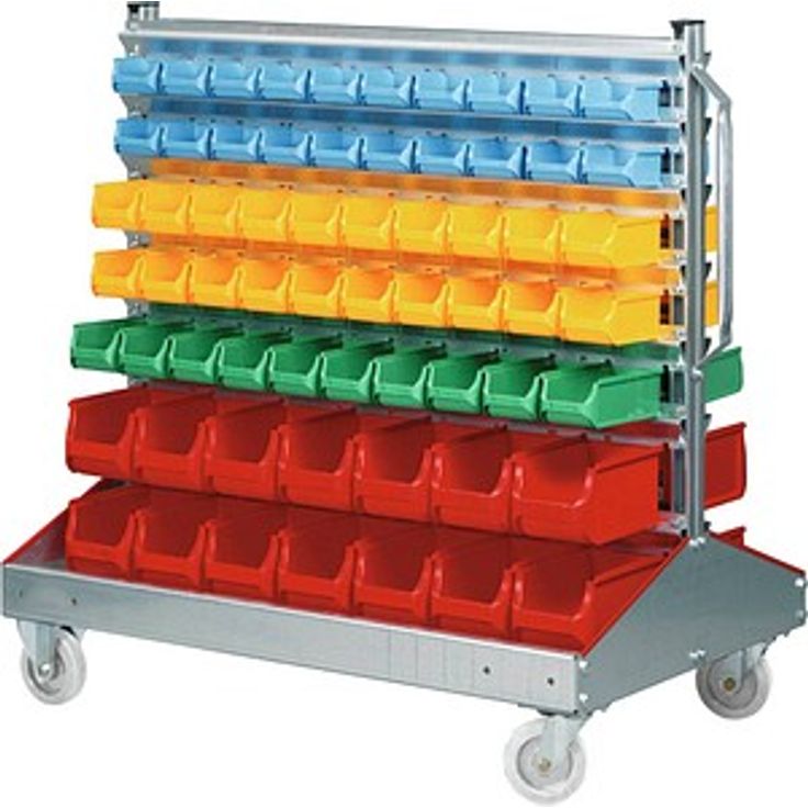 Allit Kleinteileregal ProfilPlus Depot 455925, Lagerregal mit 128 Sichtkästen, silber, 120 x 72 x 116 cm