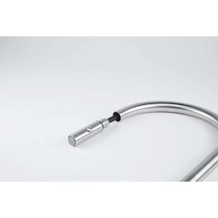 FRANKE Küchenarmatur mit Ausziehbrause, umstellbarer Wasserstrahl, 180° Schwenkbereich, schwarzer Gewebeschlauch – Bild 8