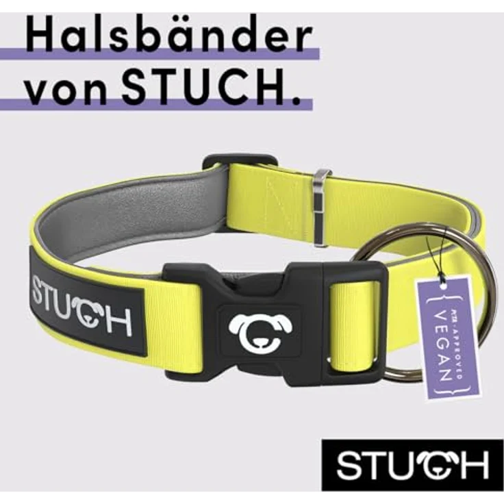 STUCH Hundehalsband - verstellbares und gepolstertes Nylon Halsband für kleine, mittlere und große Hunde, Lime, Größe S (1,5cm x 28-45cm) – Bild 2