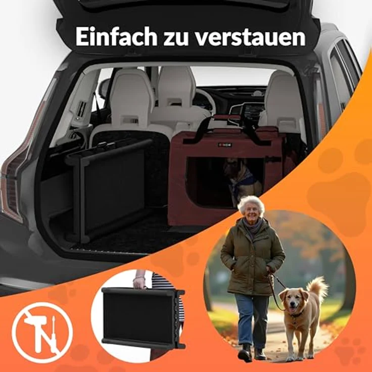 Cadoca Hunderampe Auto klappbar 156x40cm Tragegriff Sicherheitsbügel Reflektoren Trinknapf Hund Katze rutschfest leicht kompakt stabil Einstiegshilfe, beige – Bild 5