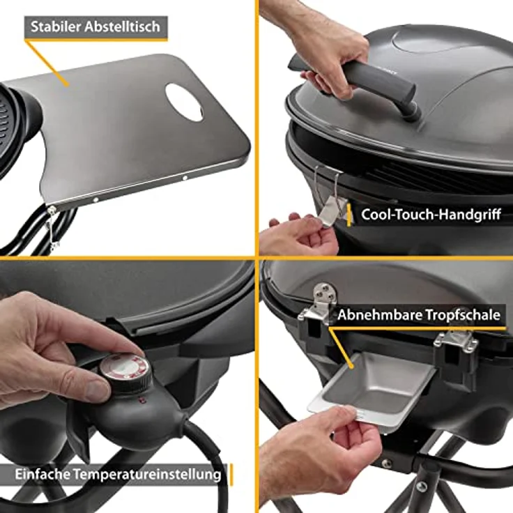 TZS First Austria 2in1 Elektrogrill – extrem stabiler & klappbarer Elektrogrill für Balkon – abnehmbarer 2400 Watt Standgrill mit Deckel, Standfuß & Rädern, Kunststoff/Metall – inkl. Temperaturregler – Bild 3