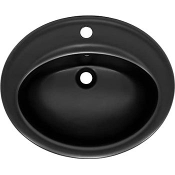 LuxeBath Keramik Waschbecken Weiß - Ovales Aufsatzwaschbecken 490mm Mit Ablaufgarnitur