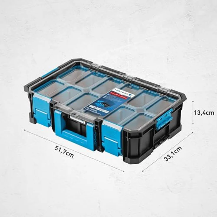 Högert Technik HT7G503 Organizer mit Polycarbonat-Abdeckung, modularer Aufbau, Bechern, Tragfähigkeit bis 20 kg, staubdicht, robuste ABS-Verschlüsse – Bild 5