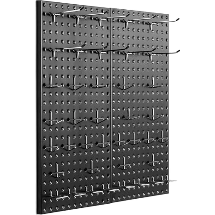 VEVOR Werkzeugwand 2er-Set, 61 x 30 cm, robustes Metall-Pegboard mit Zubehör, hohe Tragfähigkeit bis 40 kg, schwarz – Bild 1