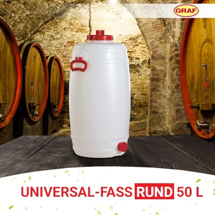 Graf Regentonne Getränkefass rund, starkwandige Ausführung für Einwecken / Party / Camping, bruchsicher, verschiedene Größen, bewahrt Aroma, auch für Wein / Saft – Bild 2