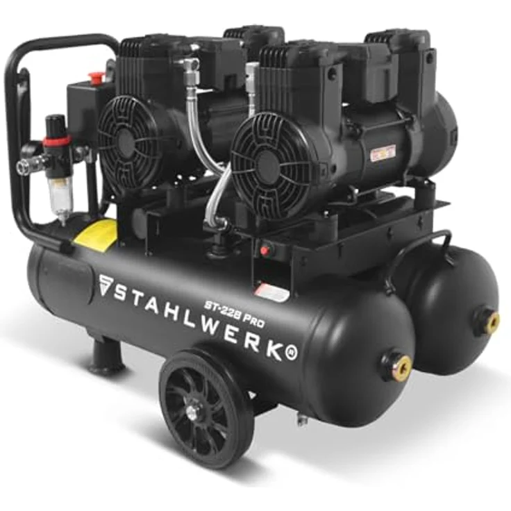 STAHLWERK Kompressor ST-228 Pro, ölfreier Druckluftkompressor mit 8 bar, 22 L Kesselinhalt, 3,54 PS und 410 l/min Durchsatz – Bild 1
