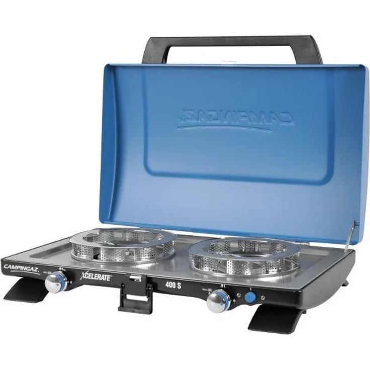 Campingaz Gaskocher 400 SG, Zwei-Brenner mit Xcelerate Technologie, faltbares Design, blau