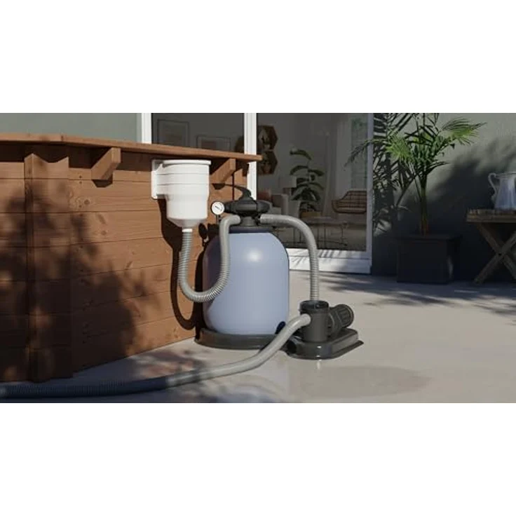 Gre Sandfilterpumpe Fs550 2021, grau, 1 PS, filtert 10.600 Liter pro Stunde, vormontierter Vorfilter, geeignet für Pools bis 80 m³ – Bild 2